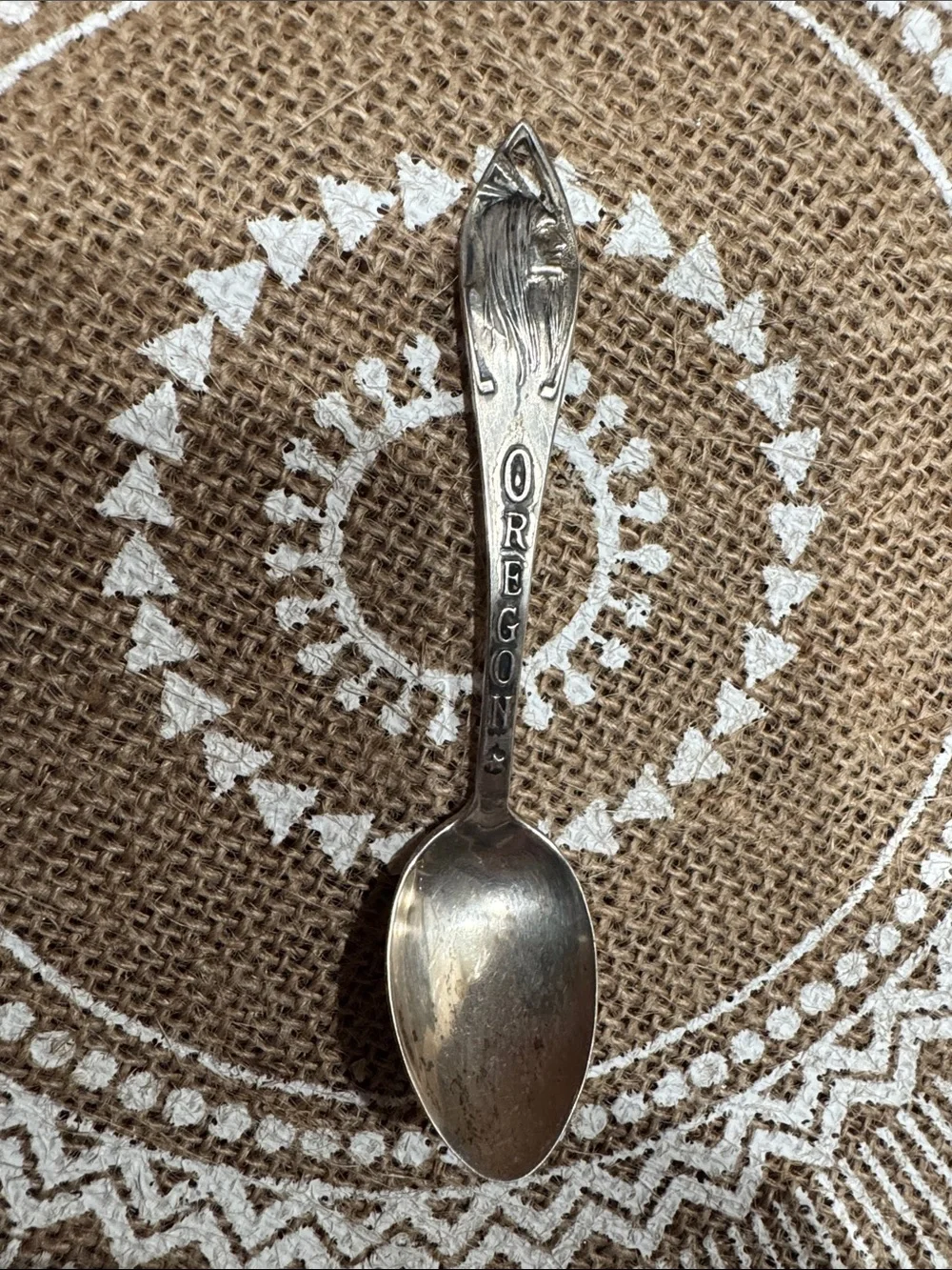 VTG Oregon Souvenir Sterling Silver Spoon with Native American Depiction